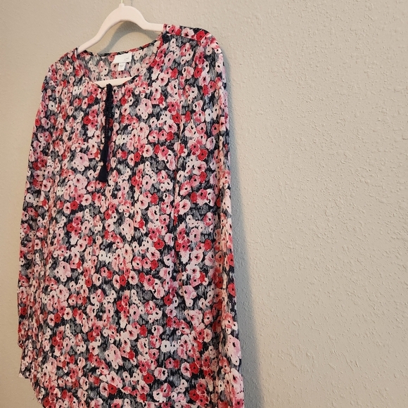J. Jill Pink & Black Floral Longsleeve Blouse Size‎ Small - Picture 5 of 13